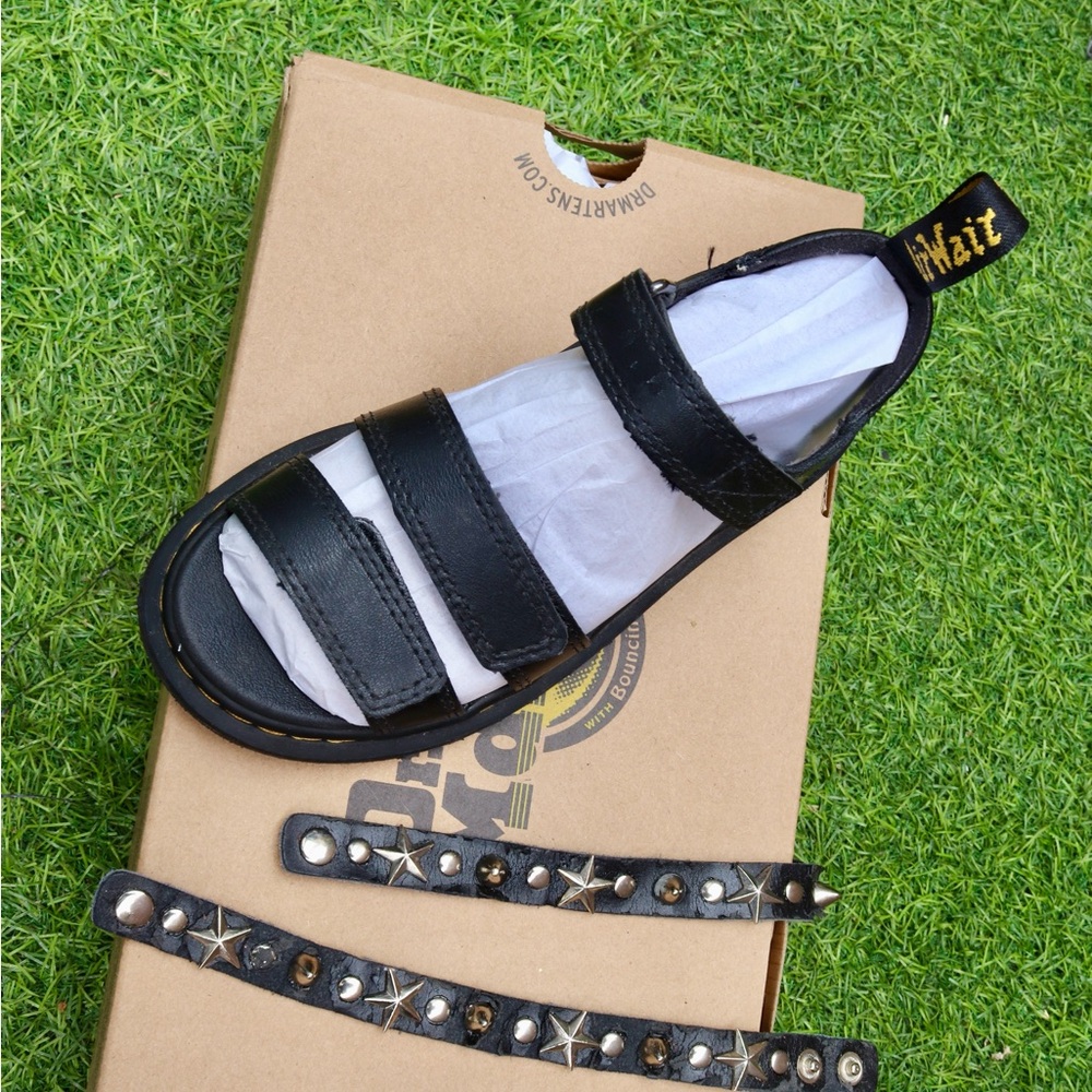 Dr. Martens Black Triple-Strap Sandals